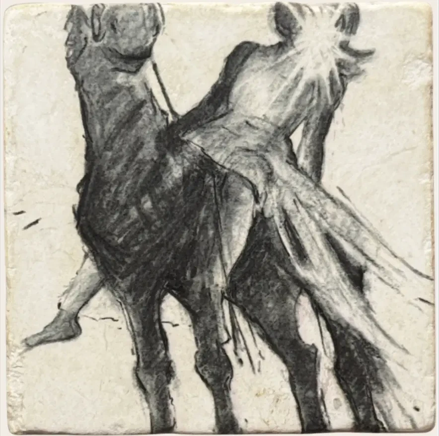 Equestrian scene coaster
