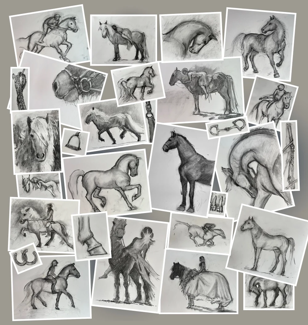Equestrian mural collage artwork