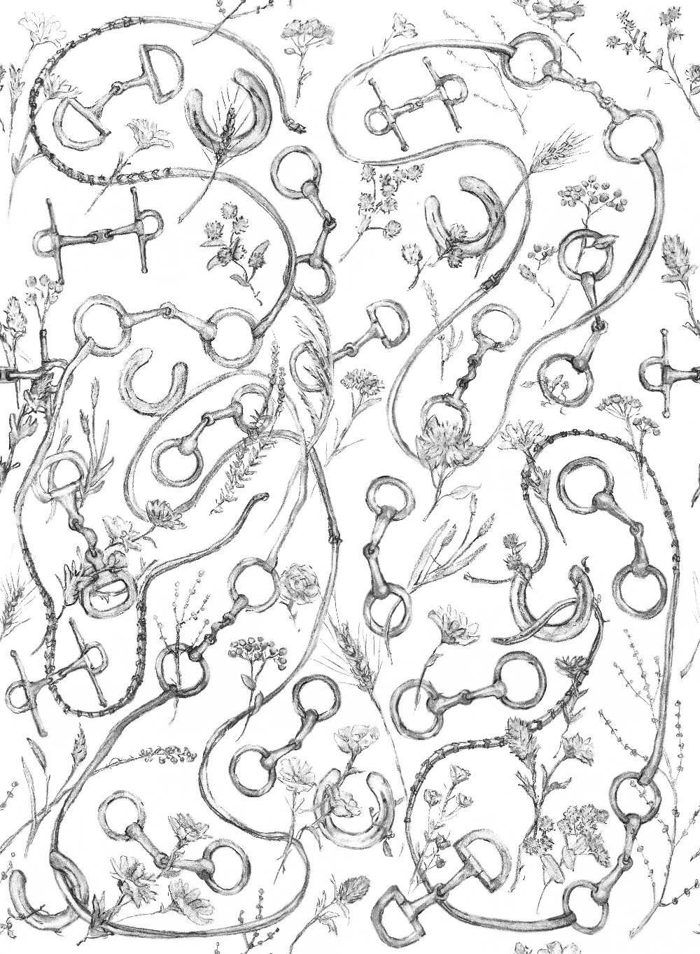 Sketch collage wallpaper mural
