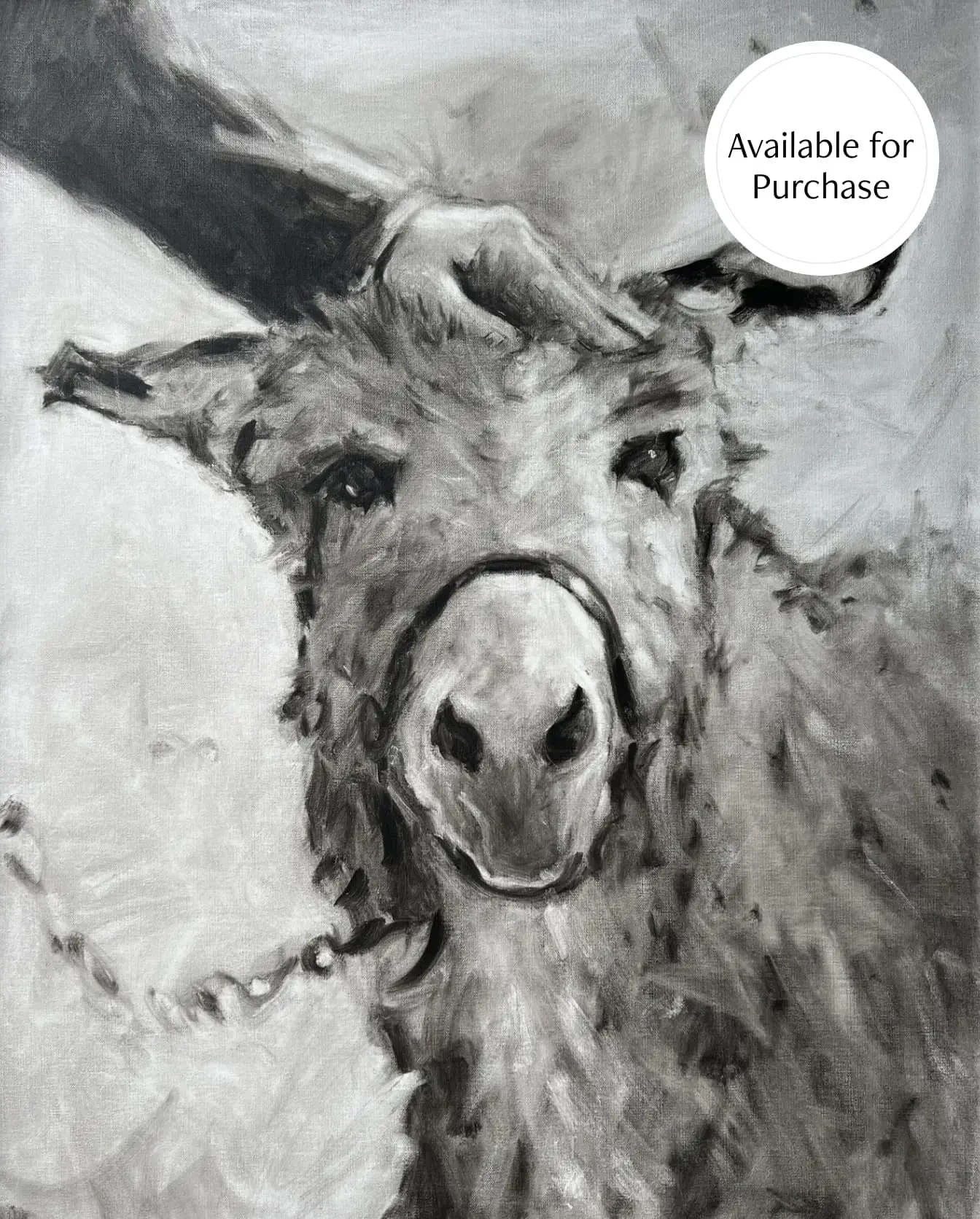 mini donkey portrait painting